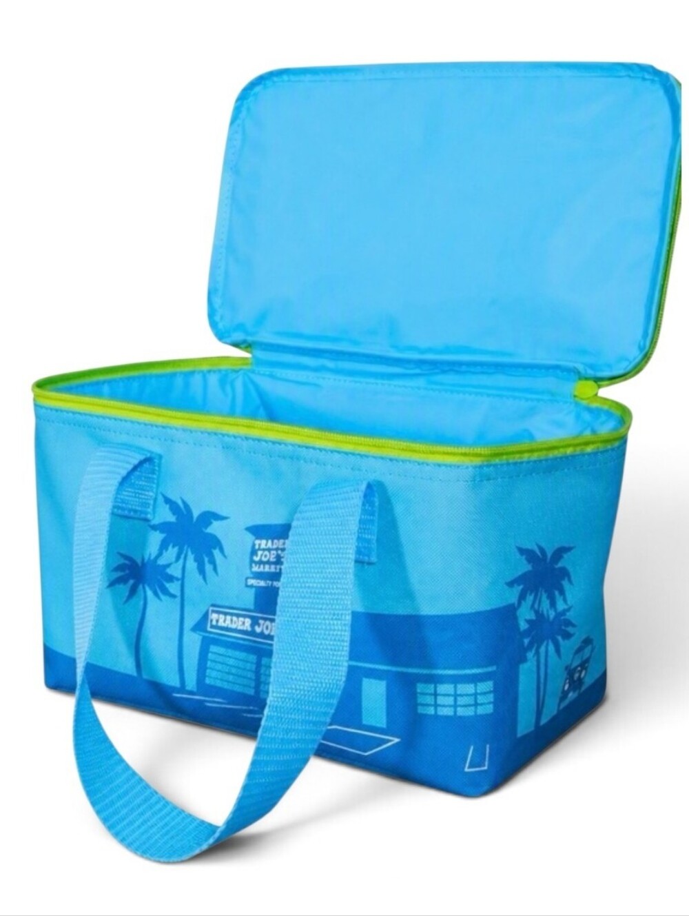 Trader Joes Mini Insulated Lunch Tote Bag Blue Green